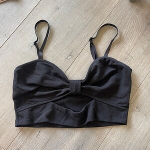 Seductions Black Bow Front Crop Top Medium
